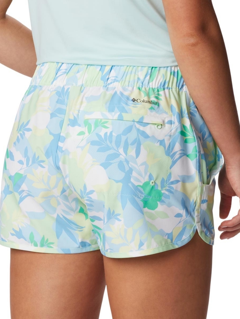 Columbia Women’s Pastel Leaf Print Athletic Shorts – Blue, Green, Cream..size:XL - Picture 2 of 11